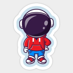 Cute Cool Astronaut With Jacket And Jeans Cartoon Sticker